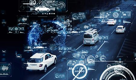 Automotive Industry - Communication network of transportation. GUI (Graphical User Interface). HUD (Head up Display).